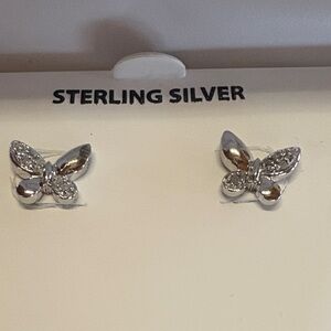 Sterling Silver Butterfly Earrings with .10ct T.W. Diamonds